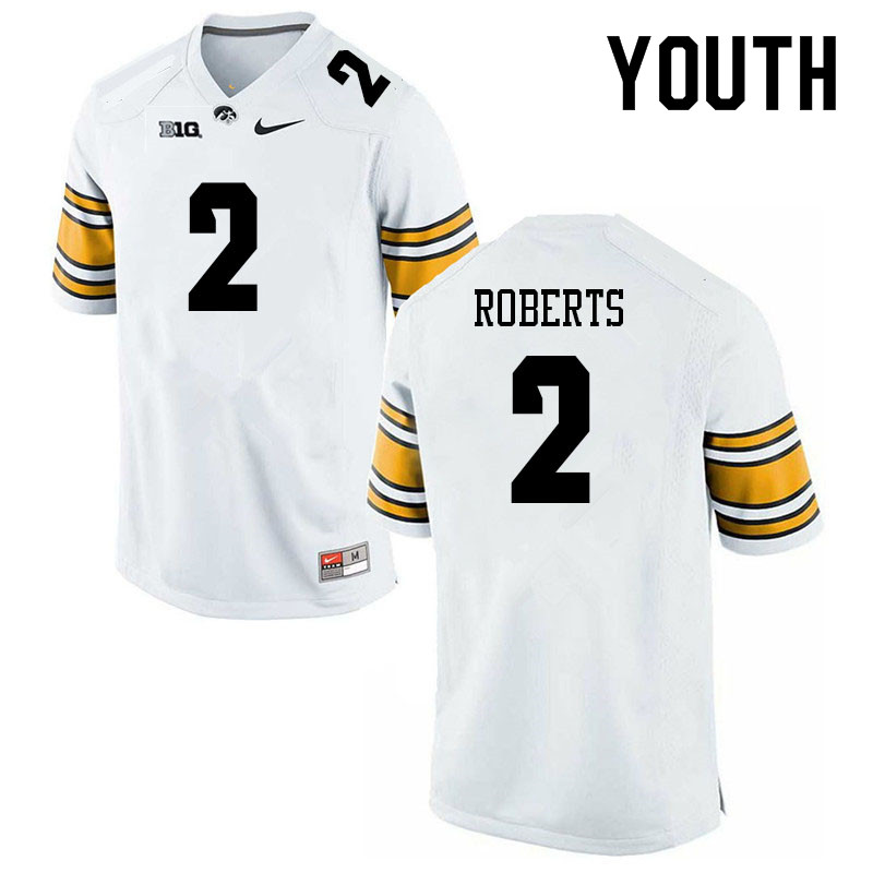 Youth #2 Terry Roberts Iowa Hawkeyes College Football Jerseys Sale-White - Click Image to Close